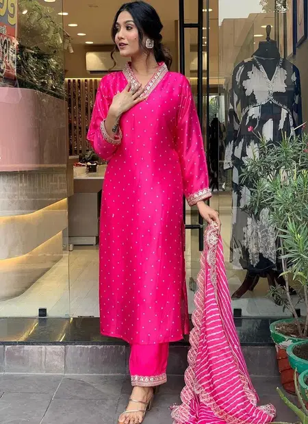 Jenny Chanderi Embroidery Printed Readymade Suits Wholesale Clothing Suppliers In India